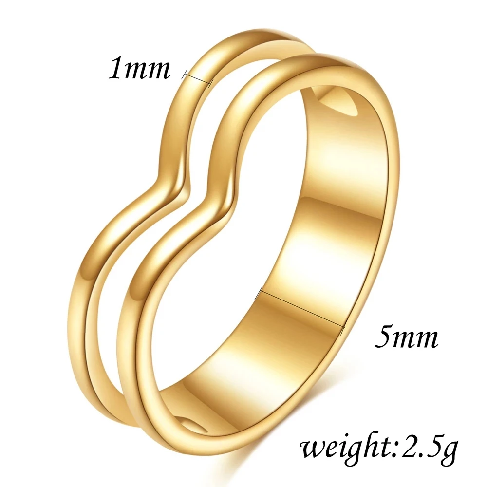 VQYSKO Custom Stainless Steel Love Double Layer Rings For Ladies Couple Wedding Rings Birthday Gifts