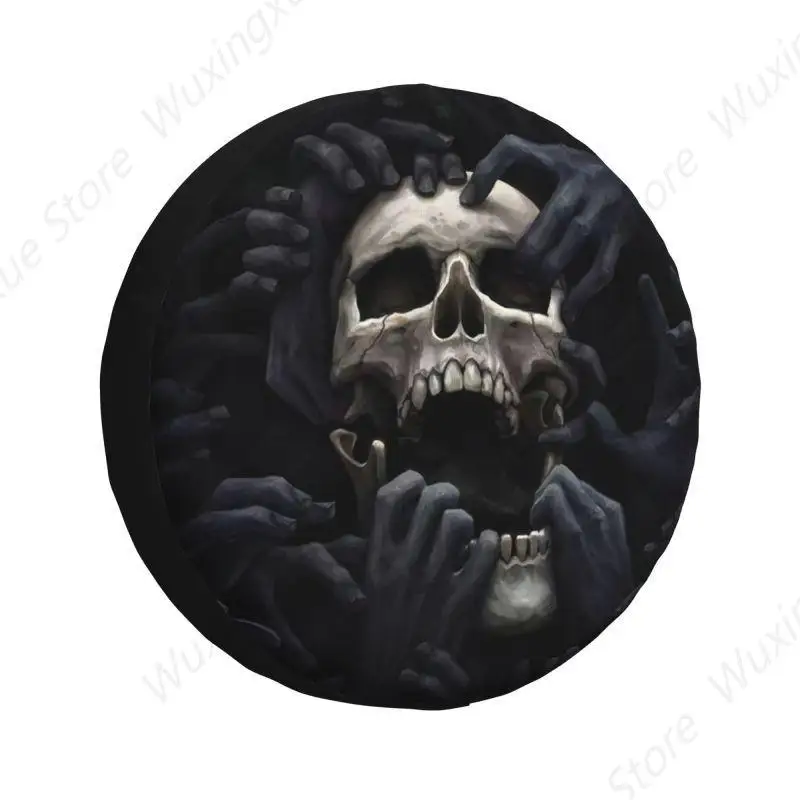 Custom Evil Hands Skull Spare Tire Cover for Jeep Pajero Halloween Gothic Skeleton SUV RV 4x4 Car Wheel Protectors Accessories