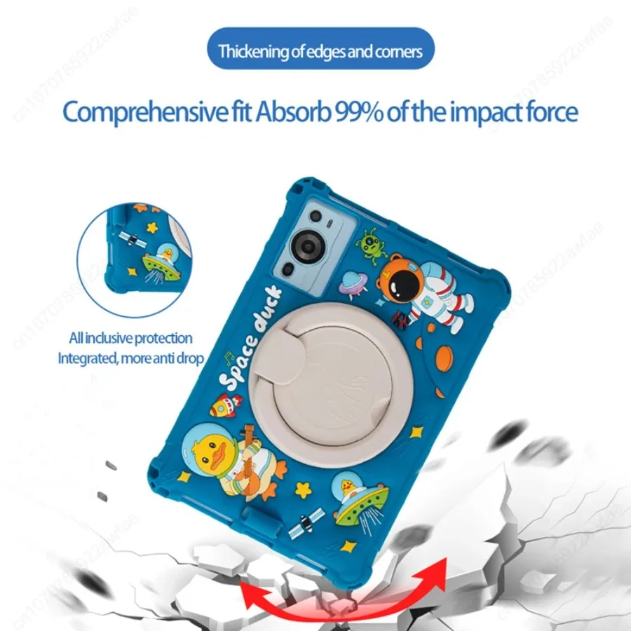 Cartoon Tablet Cover For Teclast M50 Mini 8.7 T50HD T50 HD 11 M40 SE Plus P20 HD P30 M40Plus Kids Silicone Rotation Stand Case - Image 4
