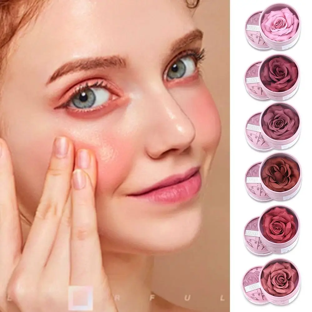 3D بتلات الورد مسحوق أحمر الخدود متعدد الألوان الطبيعية اشراق تسليط الضوء على لوحة التهيأ ماتي لون عالي الوضوح #3