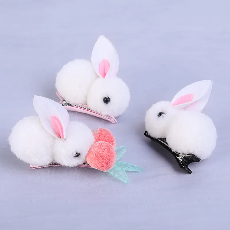 Cute Plush Hair Ball Rabbit Hair Clip Children\'s Girl Hairpins Korea Fashion Hair Accessories Kids Headwear Barrette Ornaments