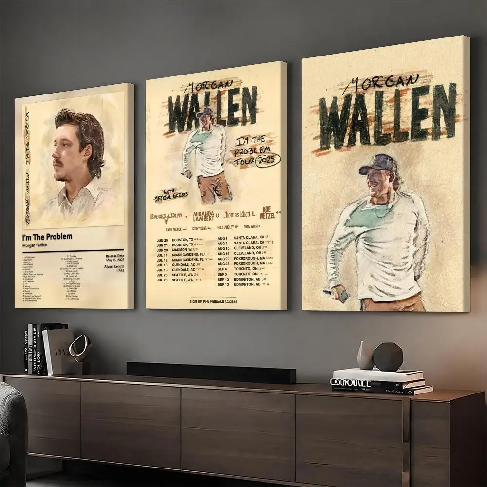 M-Morgan Wallen Singer Rapper Painting Calligraphy HD Modern Style Inner Frame Canvas Bedroom Room Hallway Wall Art Decor