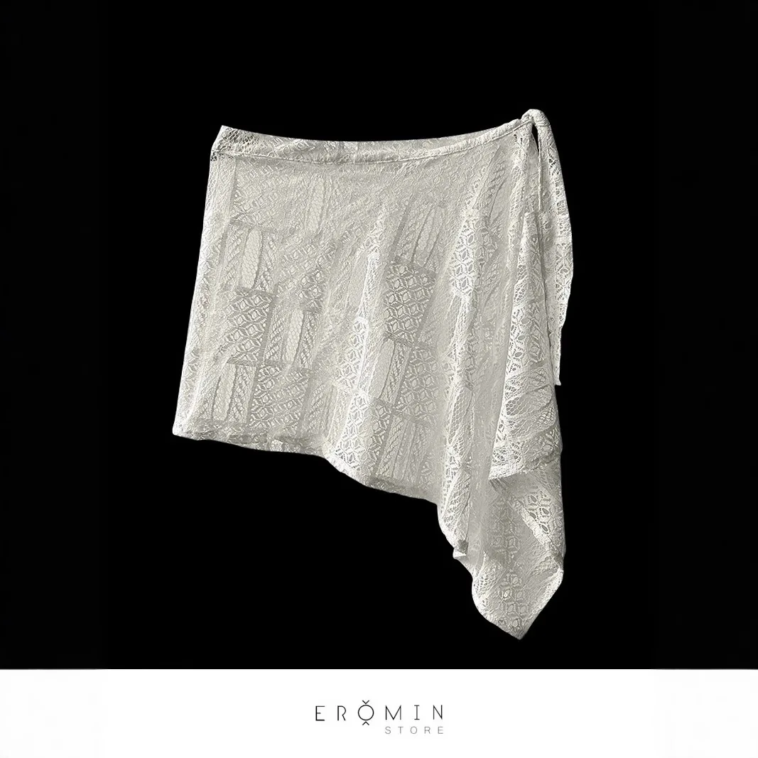 

Корейский инди-дизайн, прозрачная верхняя юбка с кружевной отделкой, многослойная юбка с запахом и галстуком на талии для женщин и девочек