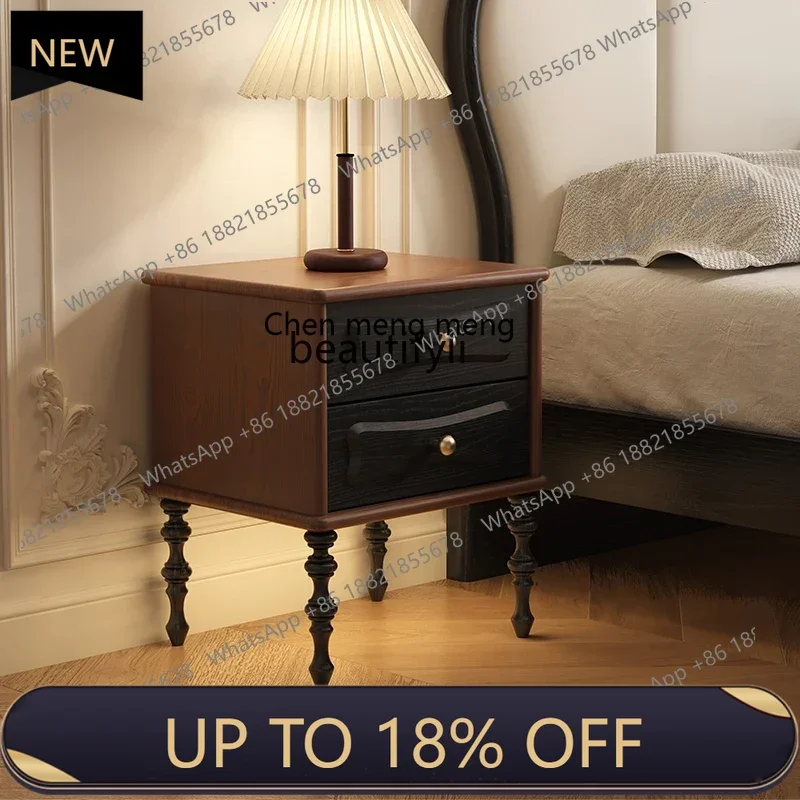 

P178 Solid Wood Bedside Cabinet Simple Modern Home Bedroom Small Storage Light Luxury High-Grade French Retro Cabinet