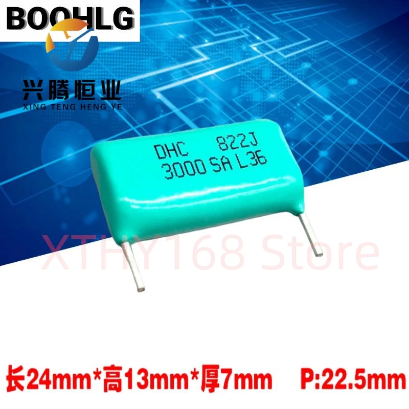 

5PCS 822J 8.2nf 8200pf 3000v 3kv copper foot high-frequency thin film capacitors