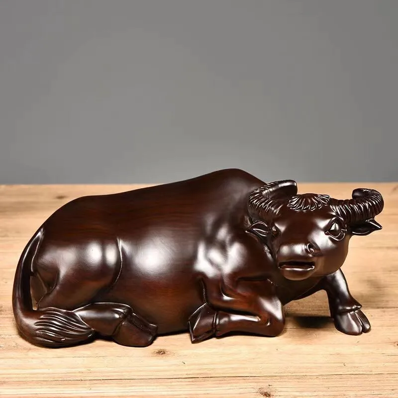 Chinese Black Sandalwood Wood Carving buffalo