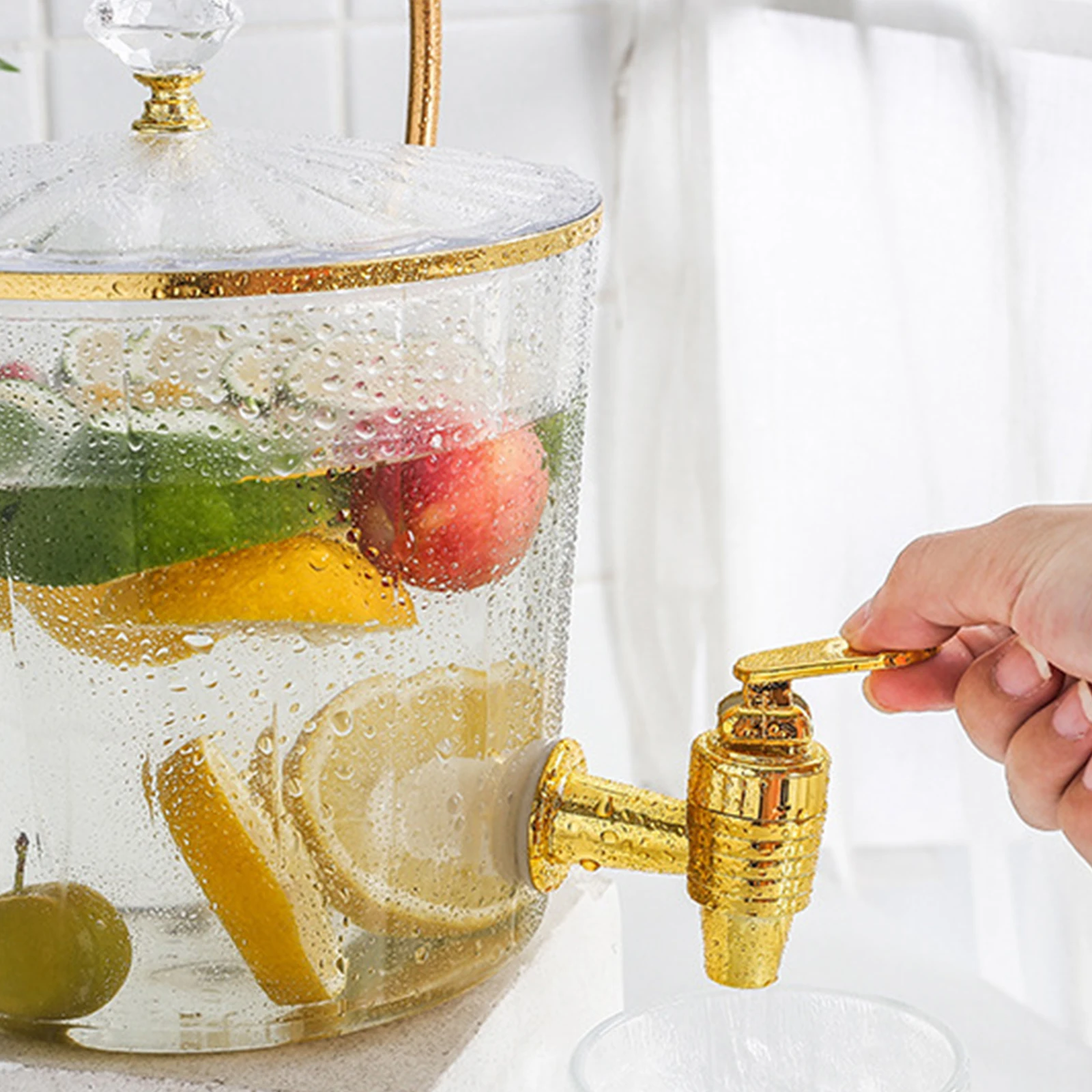 

Large Drink Dispenser Juices Container Party Cold Water Beverage Dispenser Lid Spigot Portable Handle Easy Refill Home