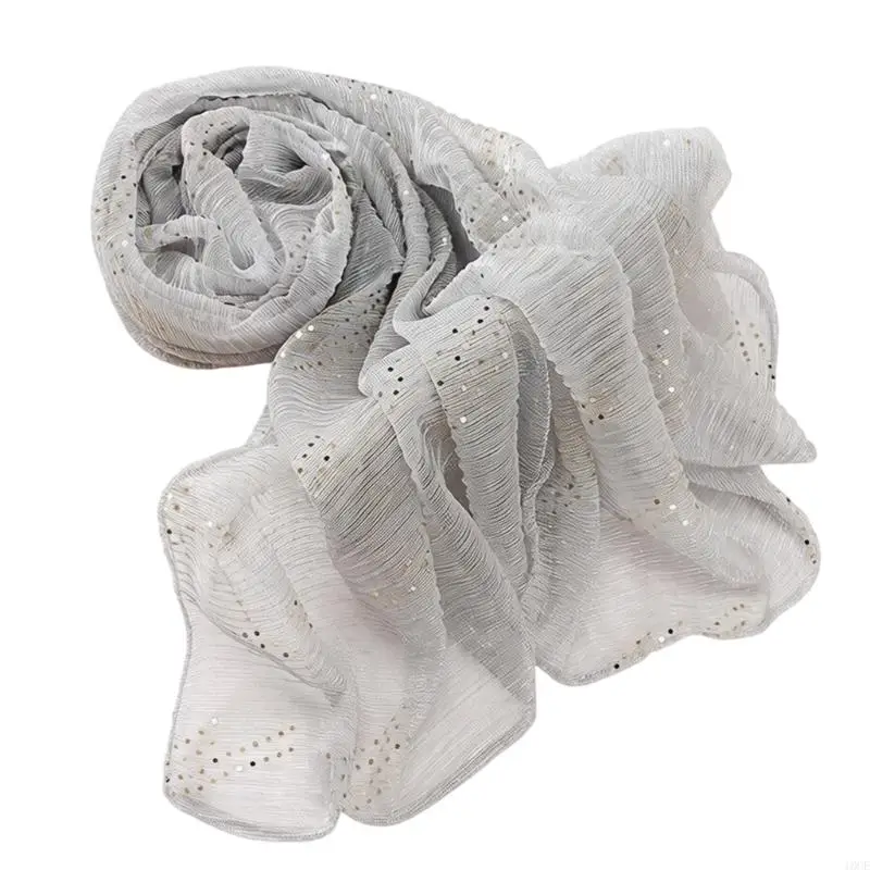 Stylish Glitters Head Scarf Soft Drapey Sequined Hijab Shawl Wrap For Malay Women Everyday Outfit Styling Accessories