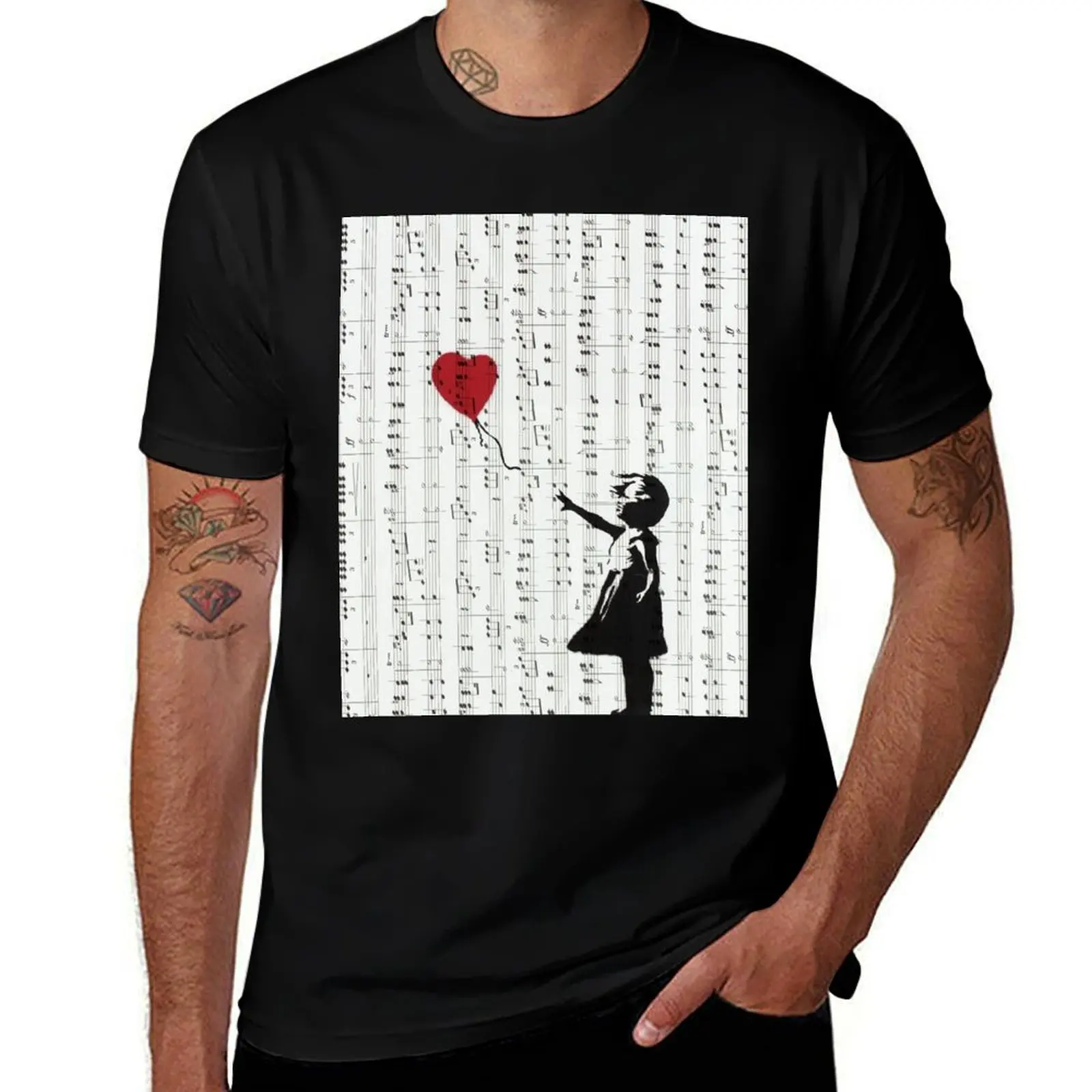 

Girl With a Red Balloon by Banksy, Contemporary Street Art T-Shirt Large Size Soft Cotton T-Shirt