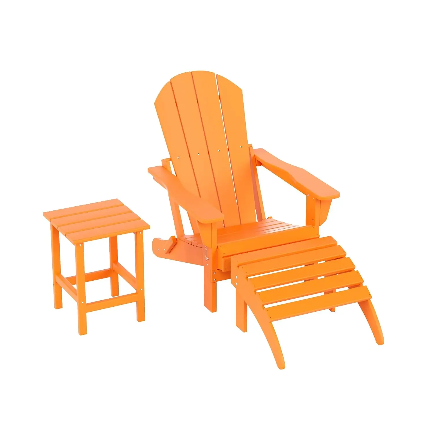 All Weather Poly Lumber Adirondack Lounge Chair Set with Ottoman & Side Table, Folding Patio Chair for Pool Garden, Customized
