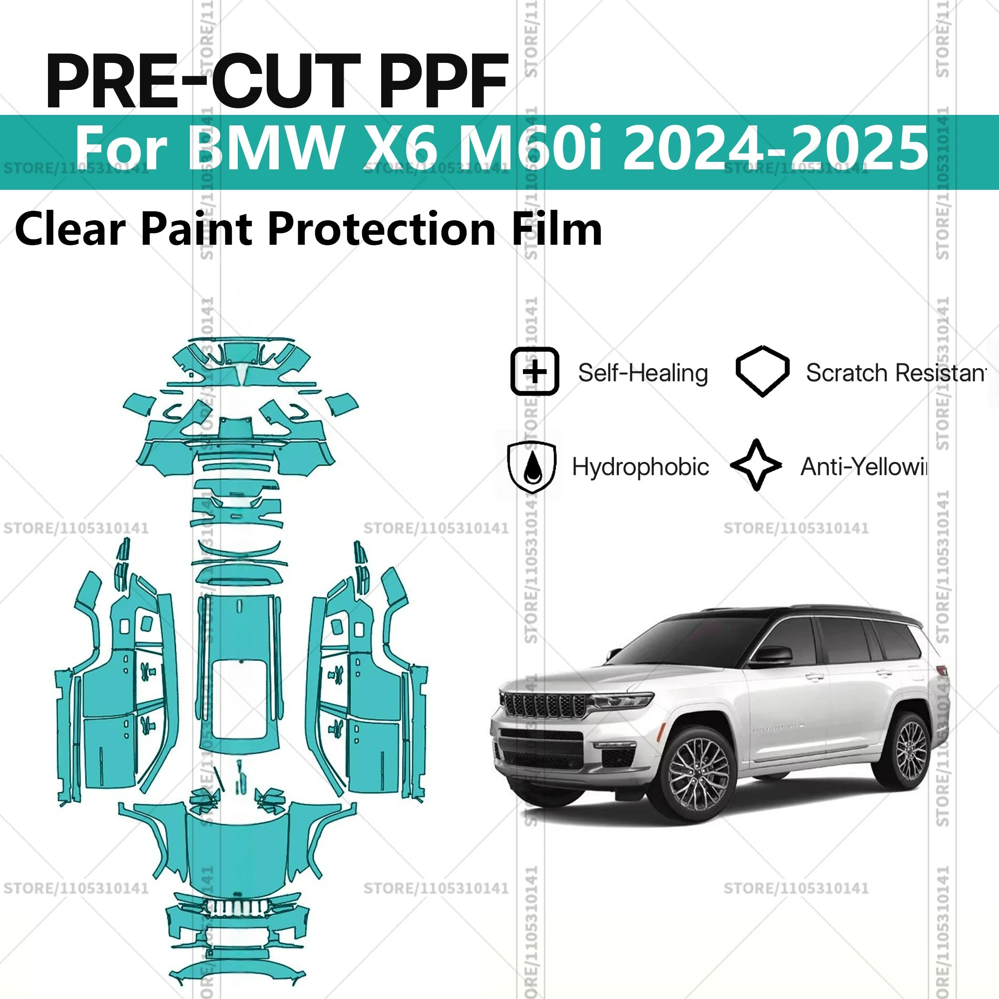 

Pre-Cut Paint Protection Film PPF Transparent Car Film Professional Automotive PPF Full Vehicle For BMW X6 M60i 2024-2025