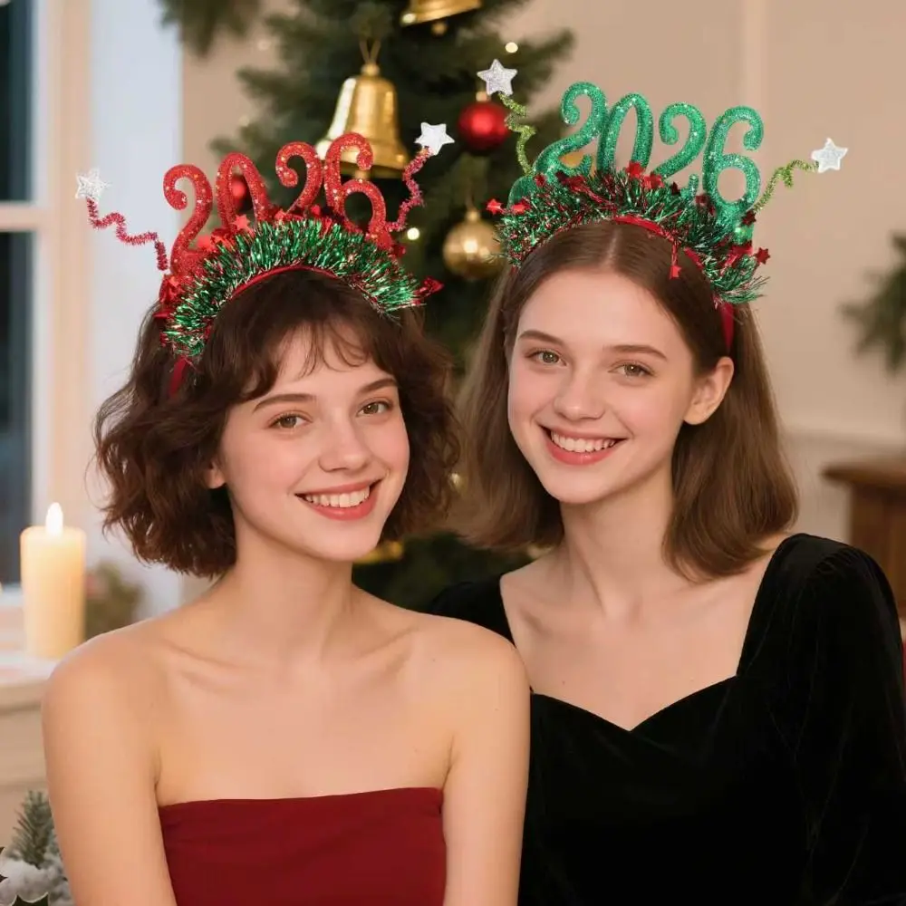 

Sequin 2026 Happy New Year Headband Sweet Cute Star Strip Headwear Creative Colorful New Year Decorative Headdress