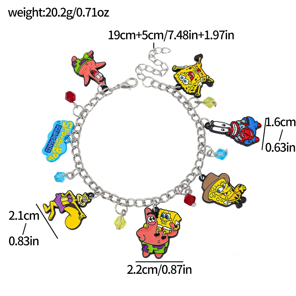 SpongeBob SquarePants Patrick Star Charm Bracelet Silver Chain Cartoon Pendant Jewelry Gift for Women And Girls