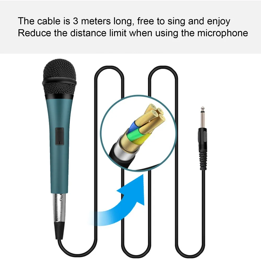 Noise Reduction Dynamic XLR Microphone with 6.35mm XLR 3 Meters Cable Handheld Microphone Wired Microphone Public Address
