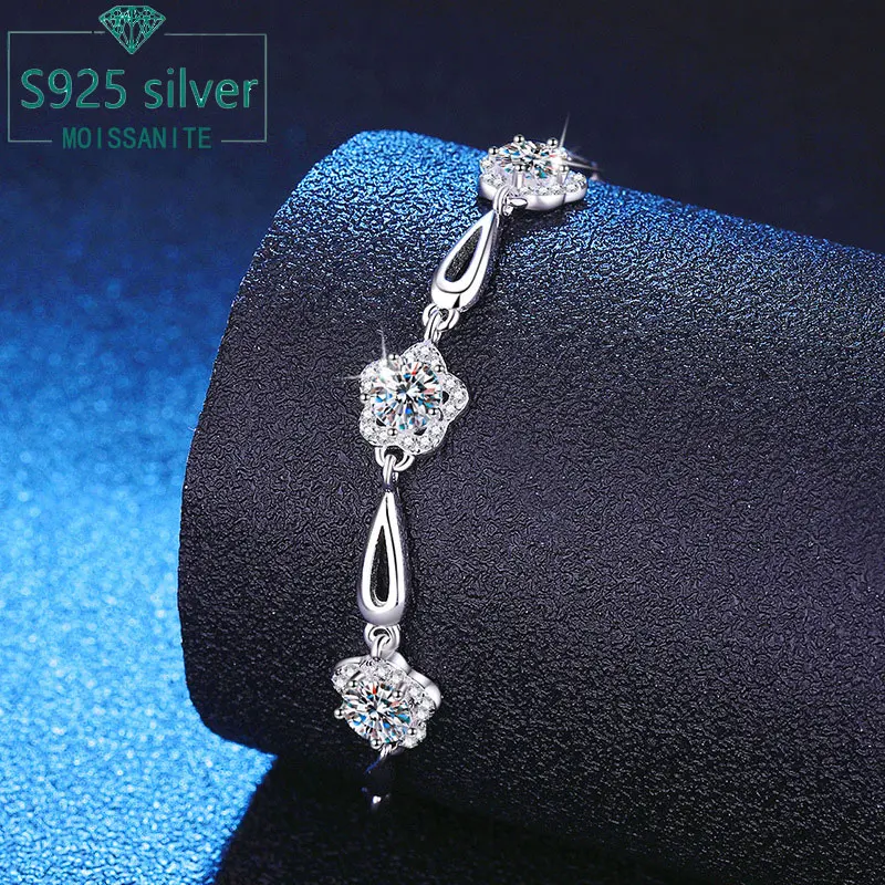 

1.5ct moissanite S925 Sterling Silver Bracelet Moissanite Simple Women's Bracelet Valentine's Day gift Mother's Day gift