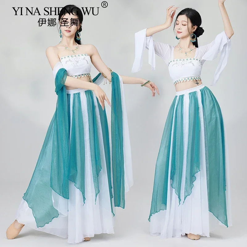 Stroje do tańca klasycznego, egzotyczne style, stroje do występów w stylu Dunhuang, taniec indyjski orientalny, zestawy do tańca brzucha