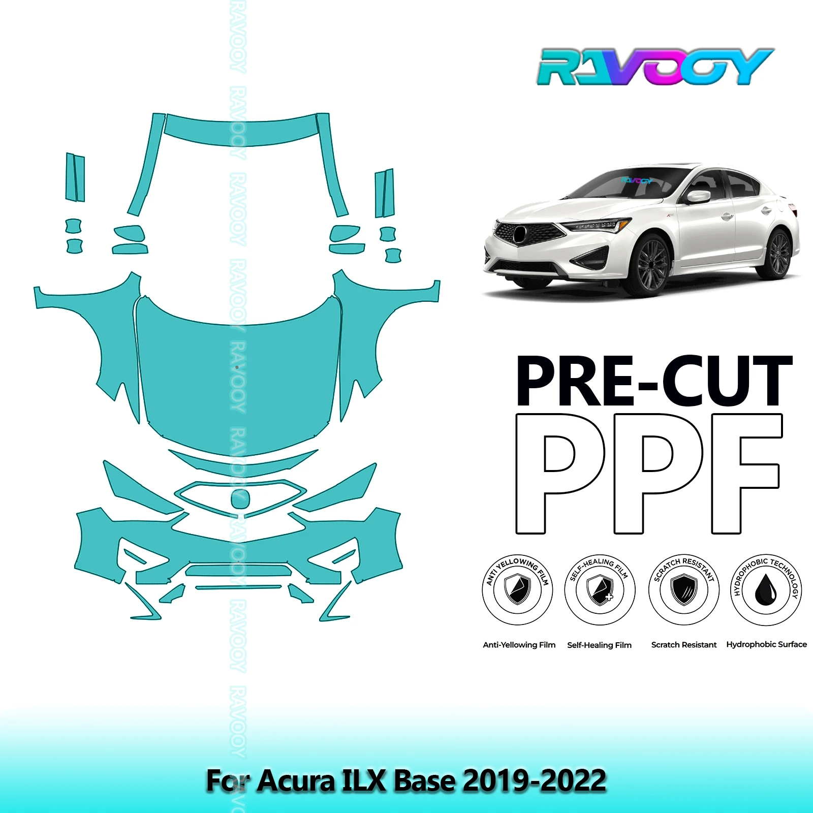 

Car Front Kit Clear Bra Precut PPF Paint Protection Film For Acura ILX Base 2019-2022