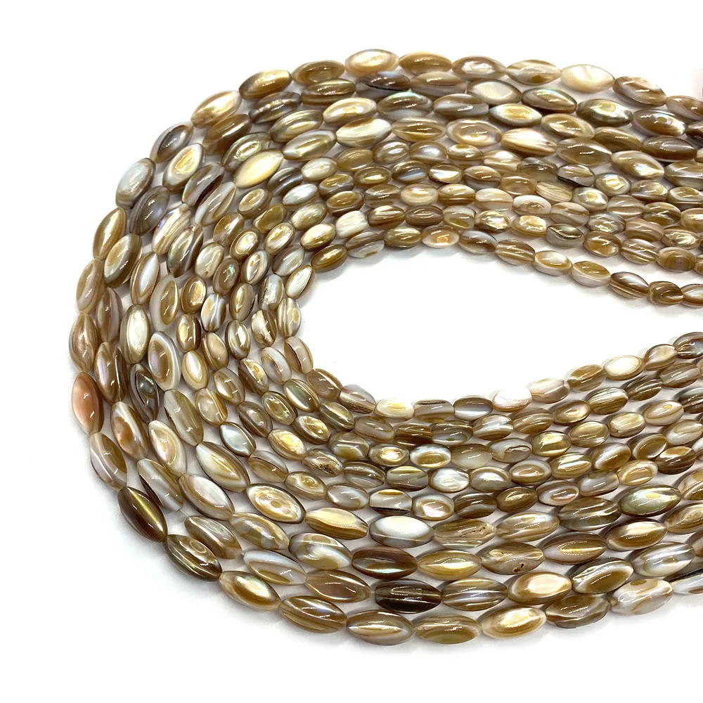 Natural Shell Rice Shape Beads Polished Pteria Penguin Straight Hole Loose Bead 1 Strand DIY Bohemia Necklace Bracelet Jewelry