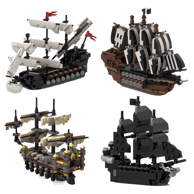 Строительные блоки пиратского корабля MOC, креативный черный жемчужный корабль, парусник, настольное украшение, сборная модель, игрушка-головоломка, подарок на день рождения