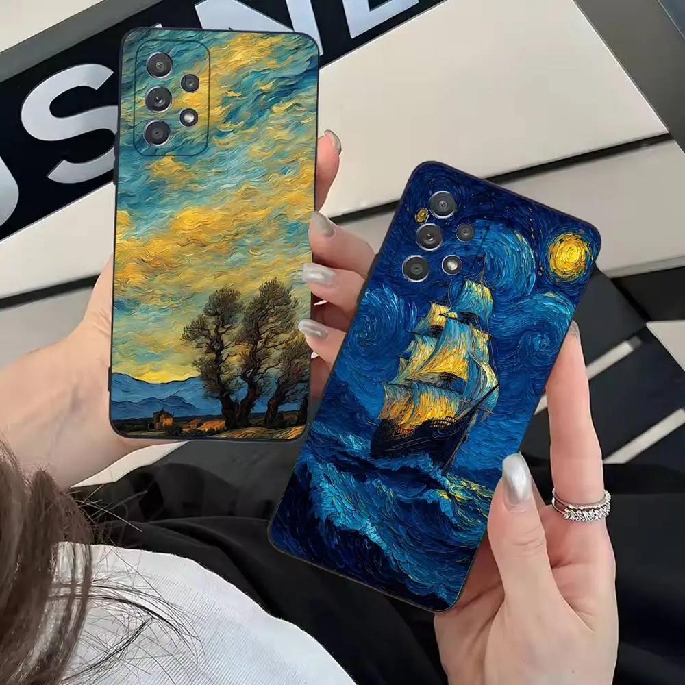 V-Van Gogh Phone Case For Samsung Galaxy A13,A21s,A22,A31,A32,A52,A53,A71,A80,A91 Soft Black Shell