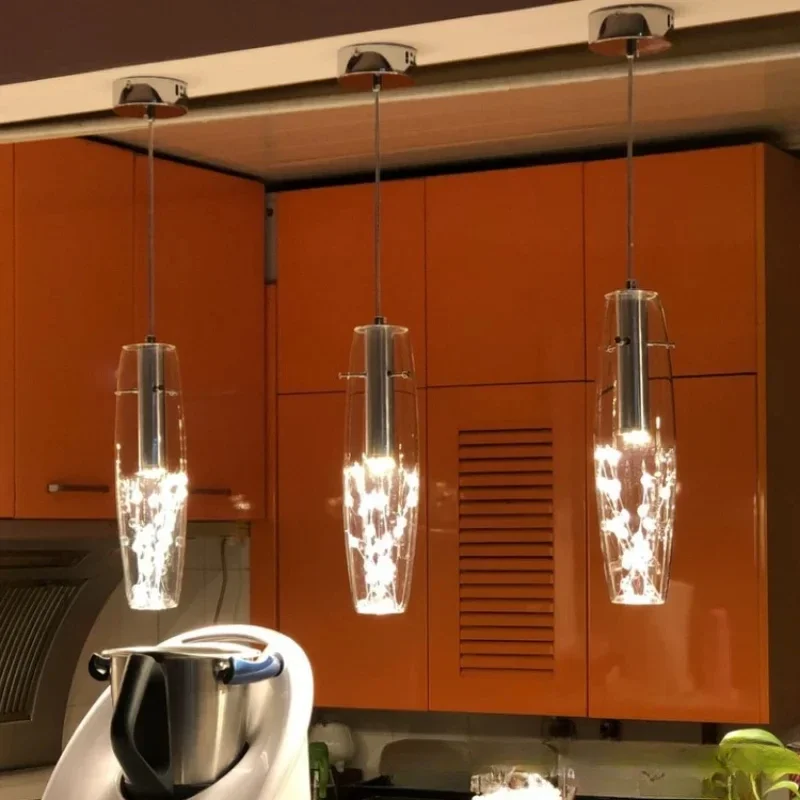 Modern Minimalist Led Restaurant Light 3 Dining Room Crystal Chandelier Glass Single Head Creative Decorative Chandelier