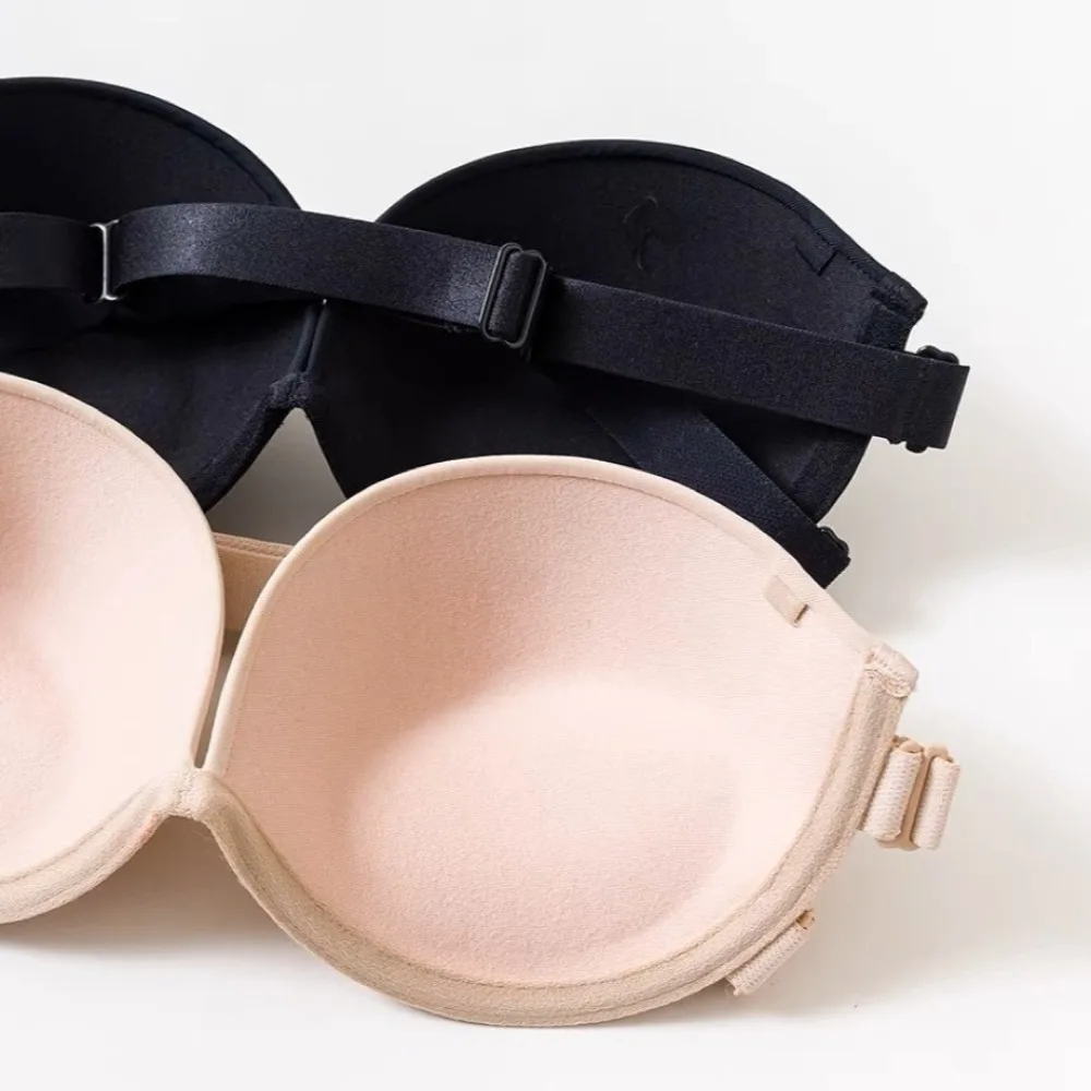 Sujetador ancho sin tirantes para mujer, correa de hombro extraíble recogida en la parte superior, sujetador de boda, ropa interior, sujetador Invisible antideslizante de verano