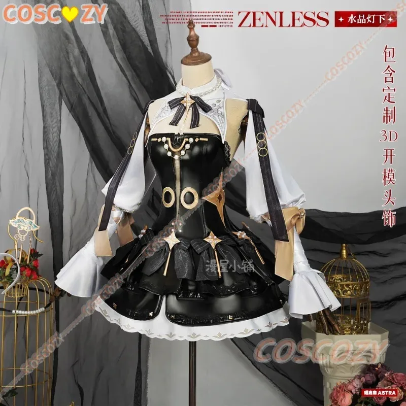 Juego Zenless Zone Zero Astra Yao candelabro Cosplay disfraz peluca sombreros pendientes agente traje de cuero negro uniforme de Halloween