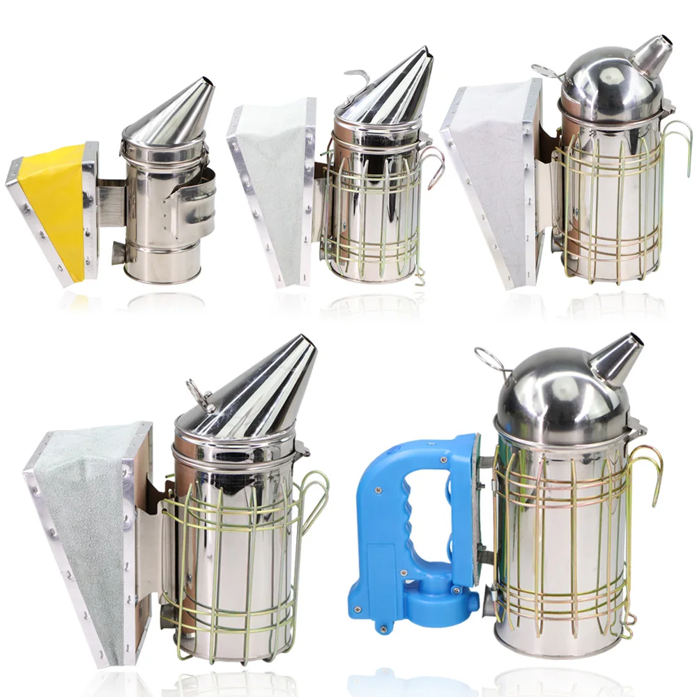 1PC Stainless Steel Bee Hive Smoker with Heat Shield Galvanized Sheet Beekeeping Tool Transmitter Kit Apiculture Smoke Sprayers