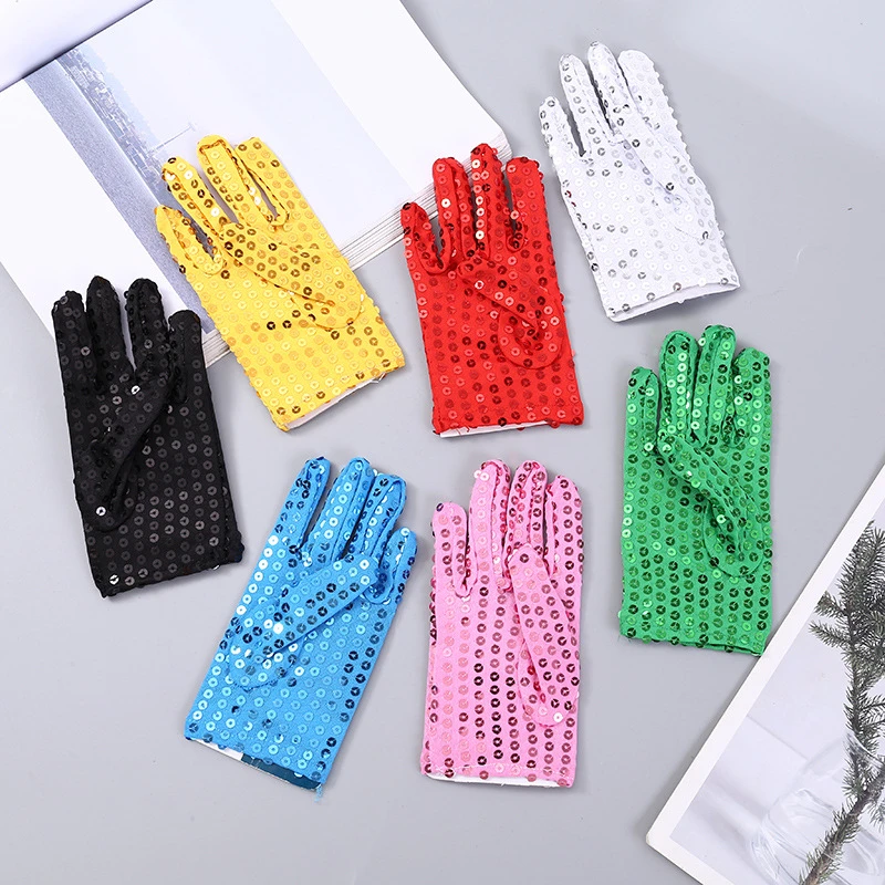 Child Costume Gloves Sequin Dress Up or Dance Performance Colorful