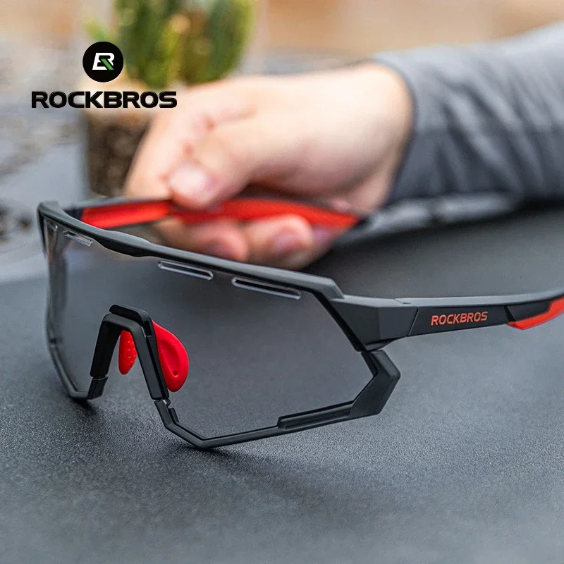 ROCKBROS Polarized Cycling Glasses Photochromic Glasses Men Sports Polarized Sunglasses Bicycle Riding Goggles Eyewear 2 Lens