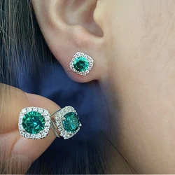 Solide Sterling Silber Labor blau grün Moissan ite Diamant Ohr stecker für Frauen super funkelnde Hochzeits schmuck Geschenke