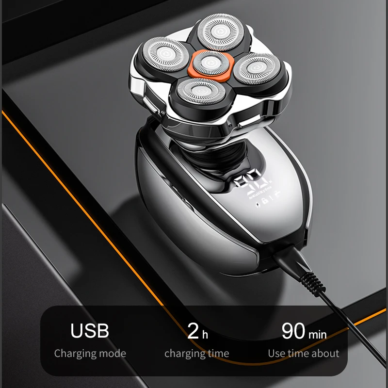 Resuxi LK-5610 ترقية 5D ماكينة حلاقة كهربائية دوارة ل التجارية مقاوم للماء IPX6 شفرة مغناطيسية قابلة للشحن LCD ماكينة حلاقة الرأس