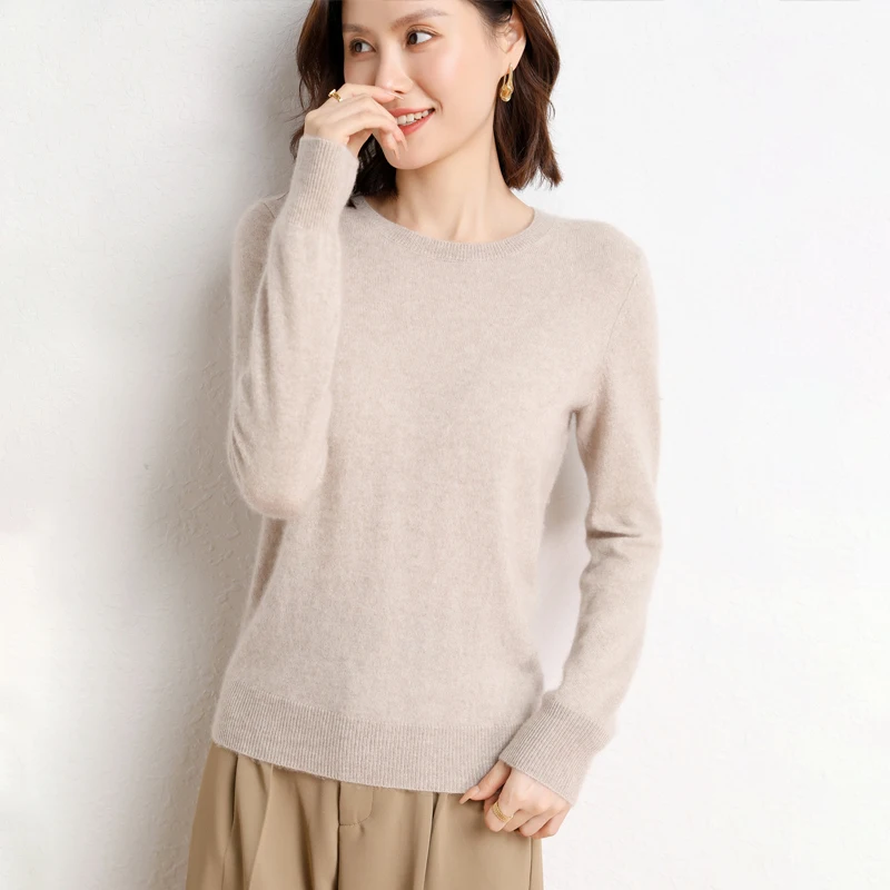 2023 Autumn And Winter Clothing For Lady 100% Goat Cashmere Women Sweaters O-neck Soft Knitwears