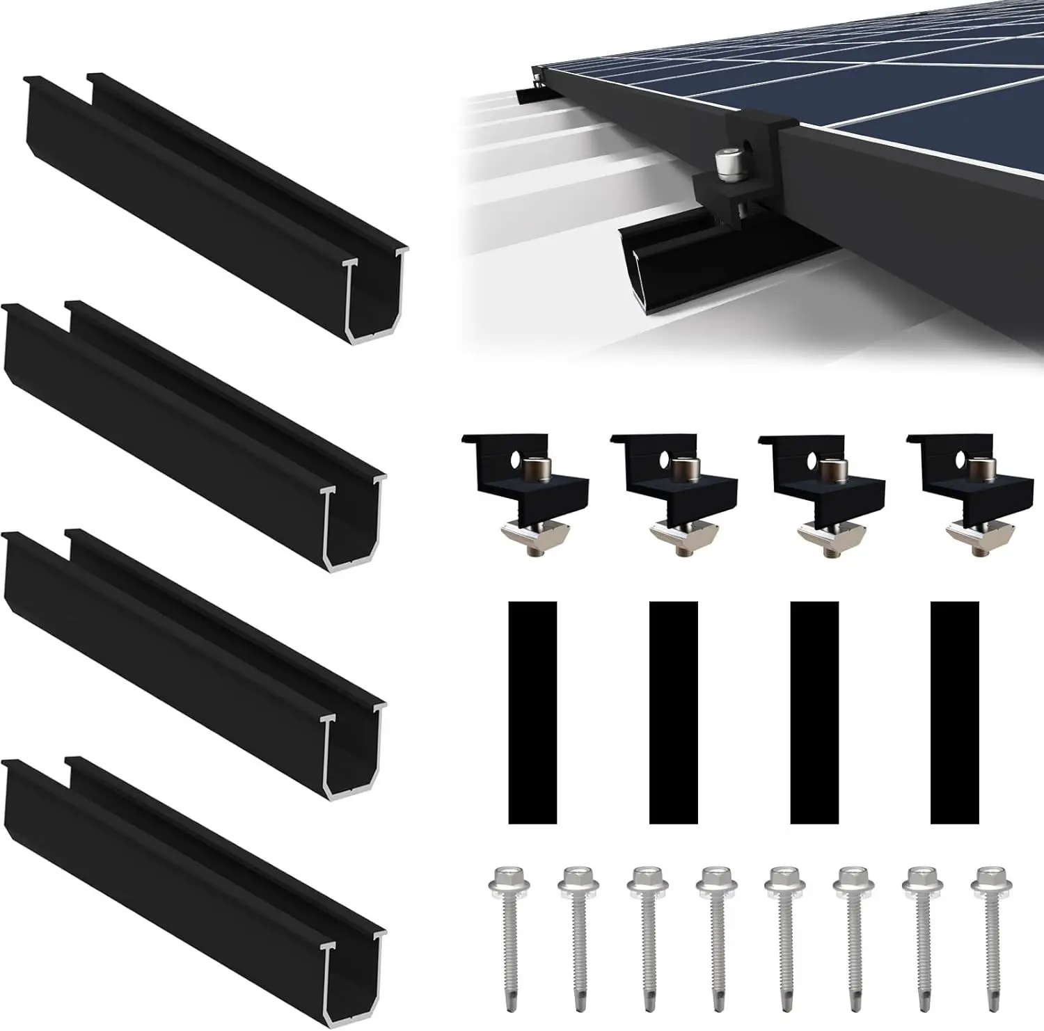 

Motorhome Solar Panel Mounting Brackets Kits Metal Roof 12cm Rails Mid End Clamp PV Fixing Bracket Caravan RV Accessories