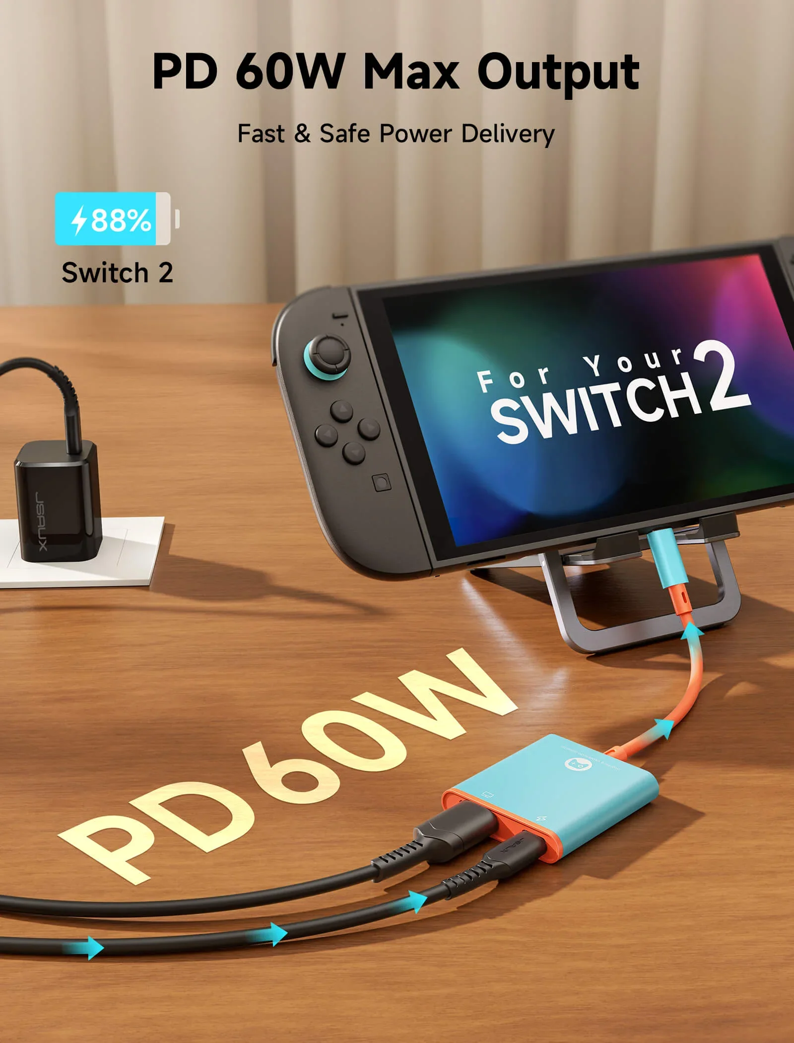 

Switch 2 TV Dock for Nintendo Switch 2 (2025), 2-in-1 Switch TV Adapter Support 4K/60Hz HDMI, PD100W Compatible with Switch 2