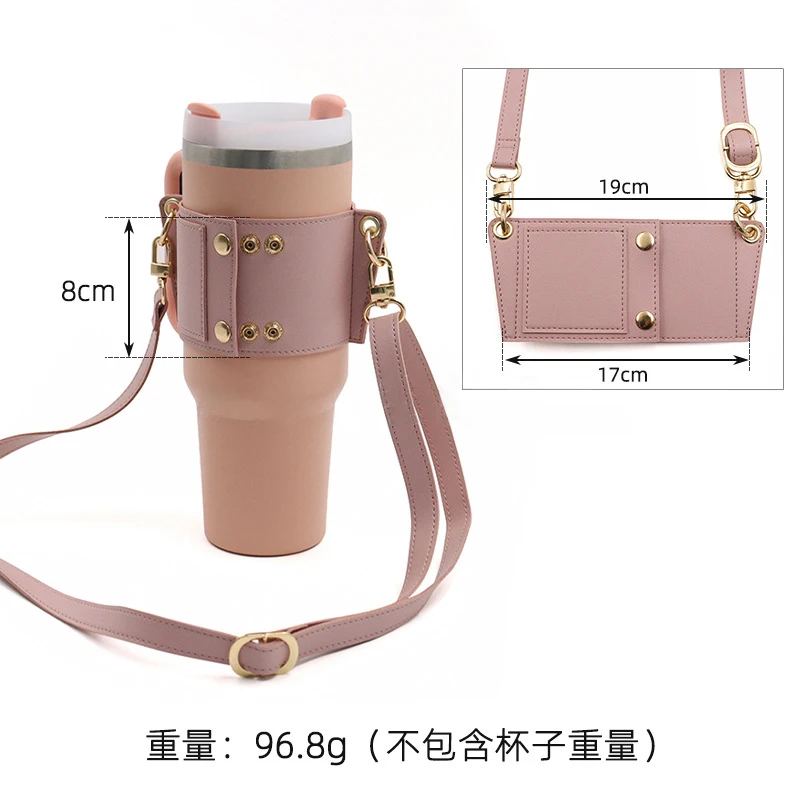 Water Bottle Handle Shoulder Strap Universal Water Bottle Carrier Travel PU Leather Coffee Mug Holder for Stanley 30oz/40oz Cup