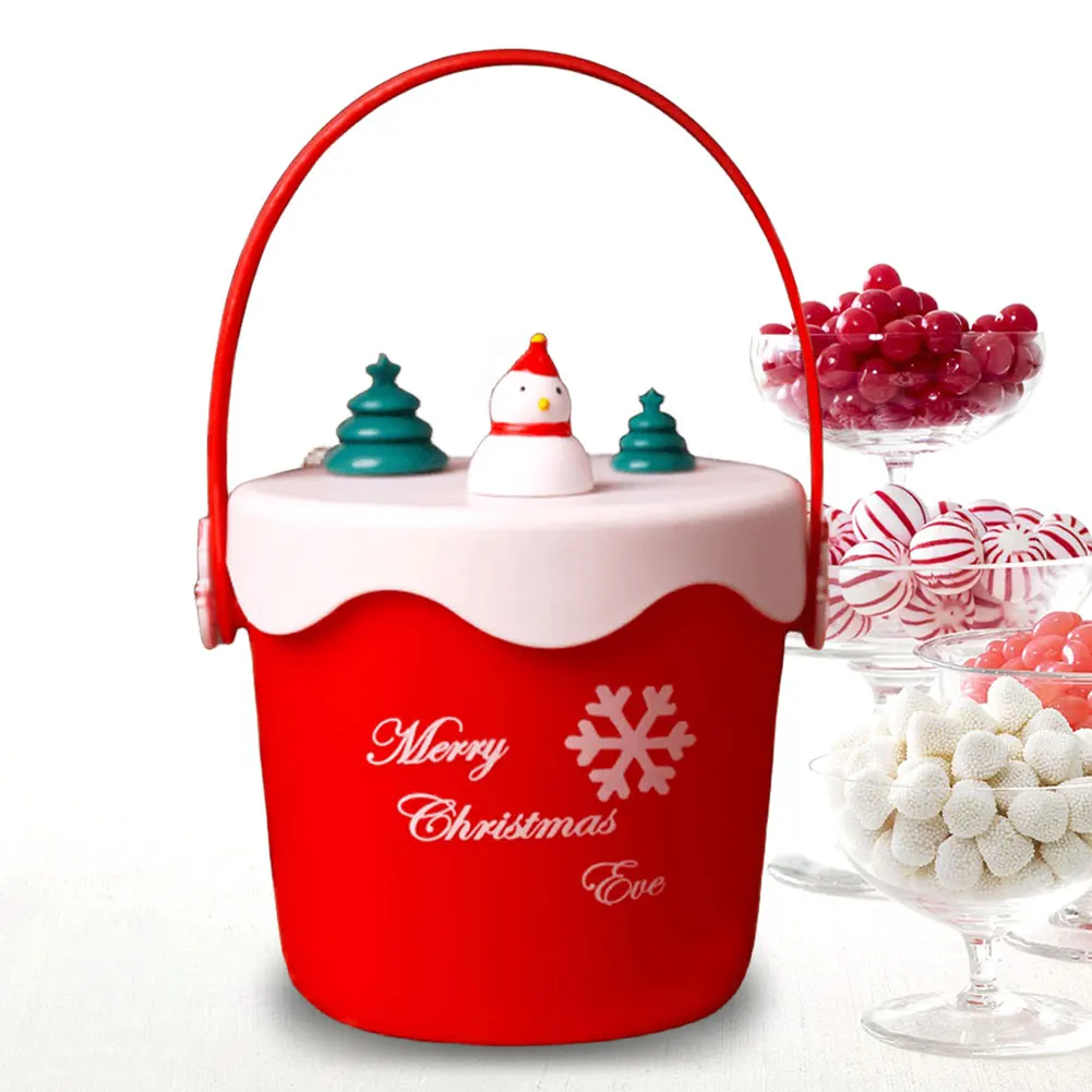 Christmas Festival Favor Gift Box Multi-purpose Decorative Snack Bucket Candy Storage Box Xmas Winter Holiday Party Supplies