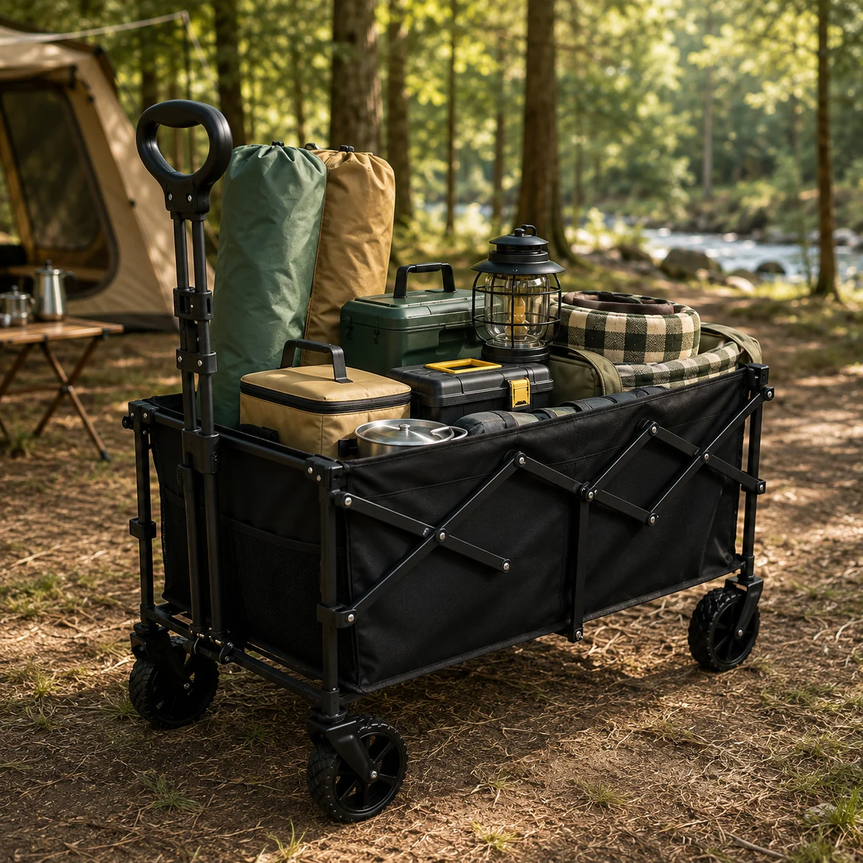 490 Lbs Heavy-duty Trolley, Foldable Multi-purpose Trolley With Wheels And Tailgate, Foldable Multi-purpose Trolley, Suitable For Grocery Shopping, Outdoor Camping, Shopping, Beach, Gardening