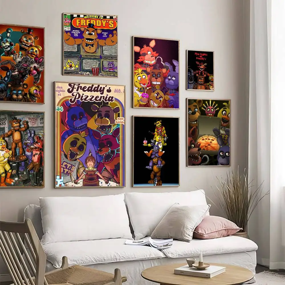 Fnaf Five-nights-At-Freddys Game Anime Posters Sticky Whitep
