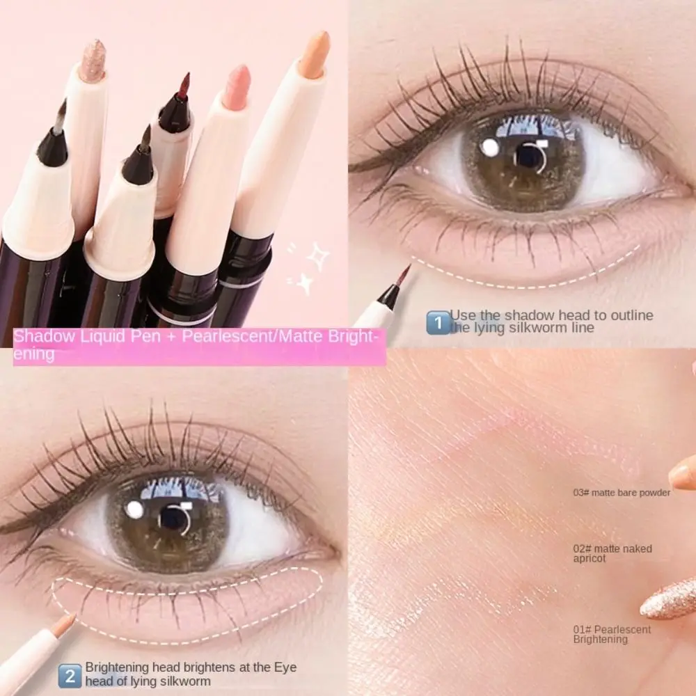 Nouveau crayon de ver à soie couché à Double extrémité, résistant à la sueur, Eyeliner durable, stylo de maquillage de contour imperméable, maquillage de beauté