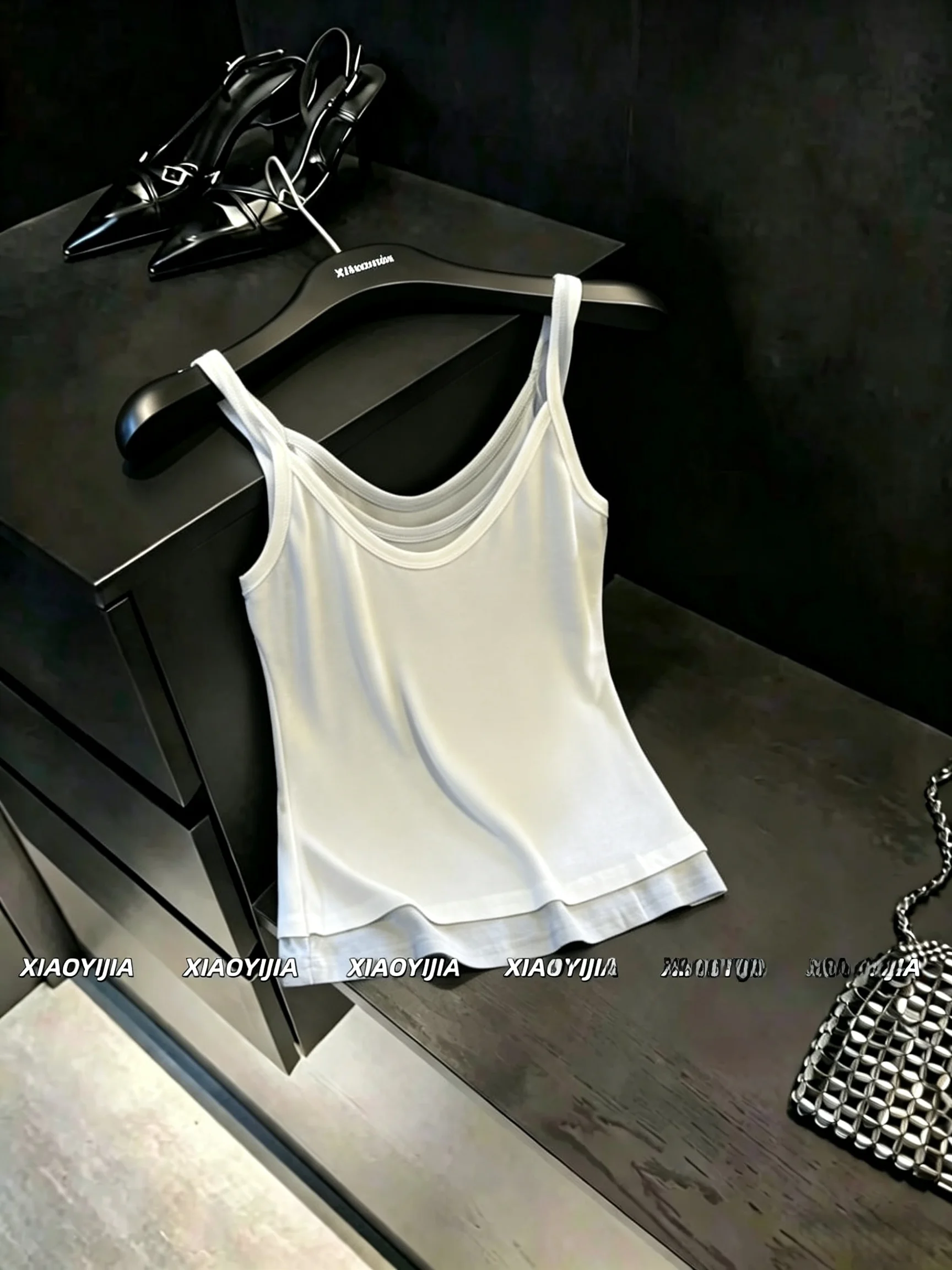 

High-End Women's Korean Style Patchwork Slimming Sleeveless Vest Summer Outerwear Fake Two-Piece Strap Top Moisture Wicking