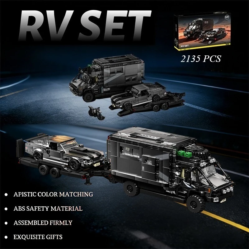 2135 PCS RV Super Sports Motorcycle Trailer Building Blocks Model Set DIY Decorative Ornaments Collectibles Holiday