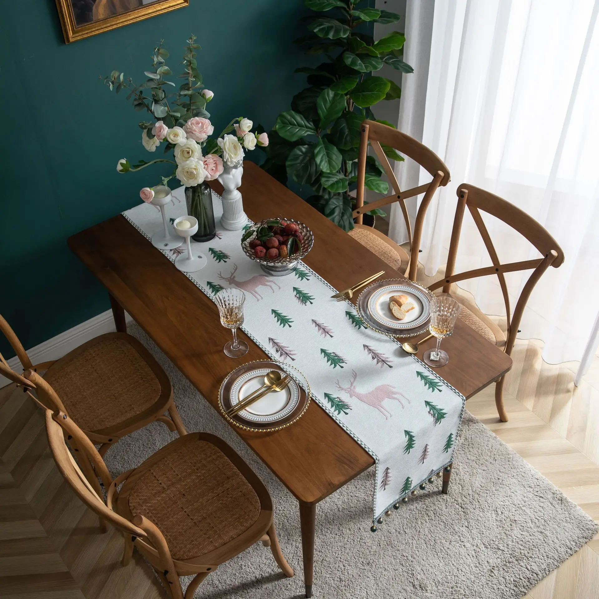 ジャカードテーブルランナー テーブルクロス クリスマス ホー - Home Textiles News のレビューと価格