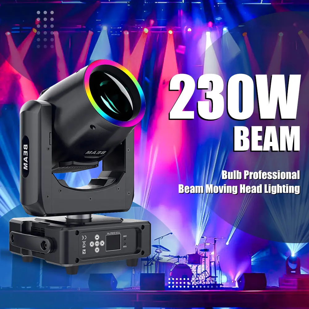 mini moving head lighting com controle dmx 230w 7r beam luzes profissionais do palco dj disco party boate casamento 01