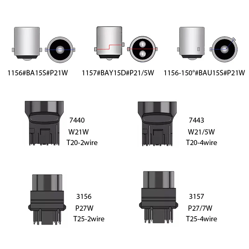 2/4 قطعة CANBUS 1156 BA15S BAU15S 7443 W21W LED لمبة لسيارة الذيل الفرامل وقوف السيارات بدوره مصباح إشارة 12 فولت 15 واط 144SMD أبيض أصفر أحمر #5