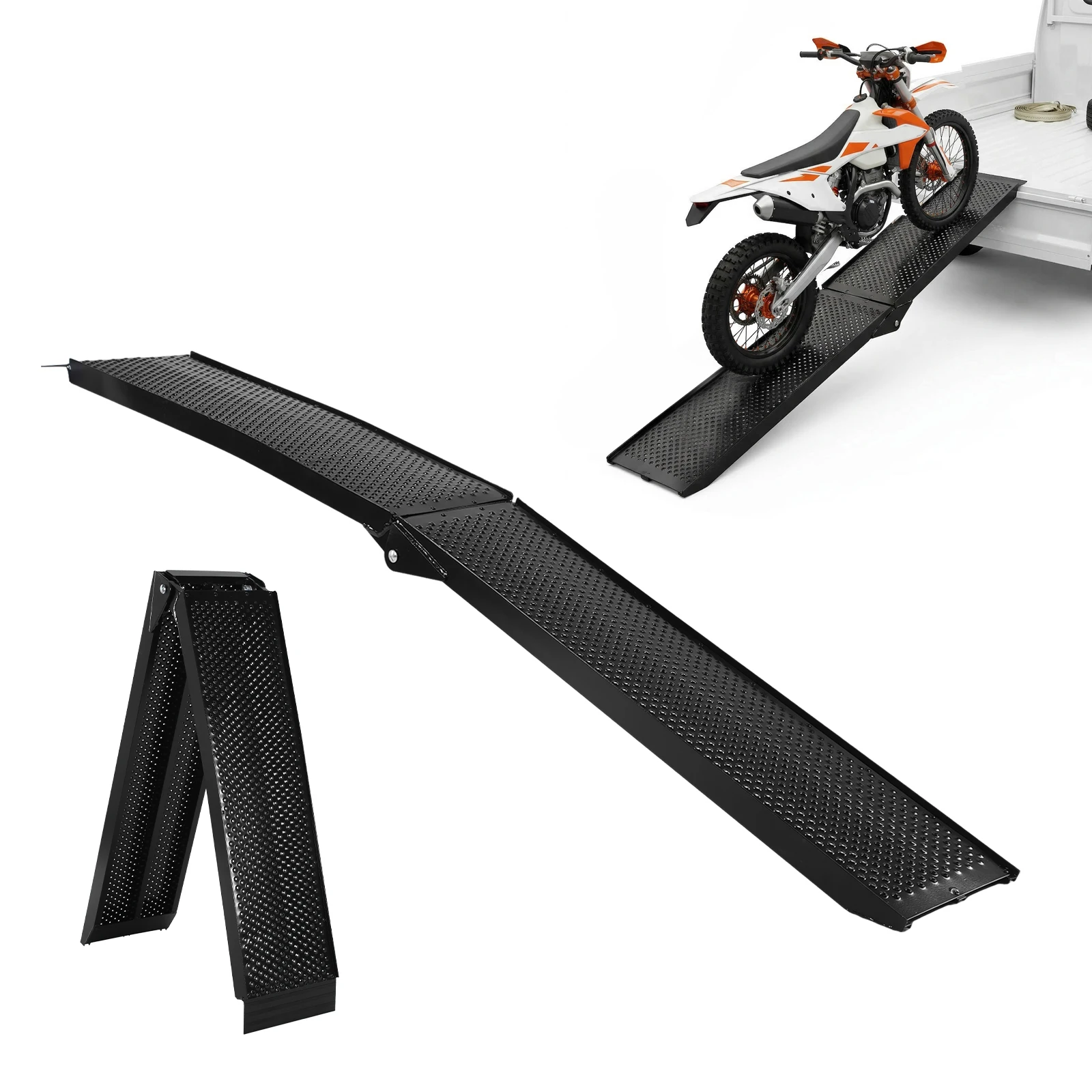 

2PCS Motorcycle Ramps 1500 LBS Capacity 7.5FT with Load Straps Folding 89x12in for Motorcycles Dirt Bikes Lawn Mowers Golf Carts