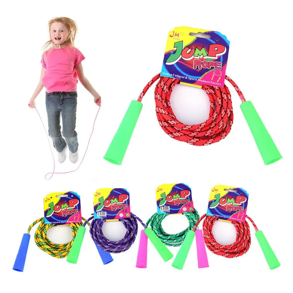 1PC Random Color Cotton Rubber Skipping Rope For Fitness Elementary School Cloth Braided Rope Fitness Student School Exercise