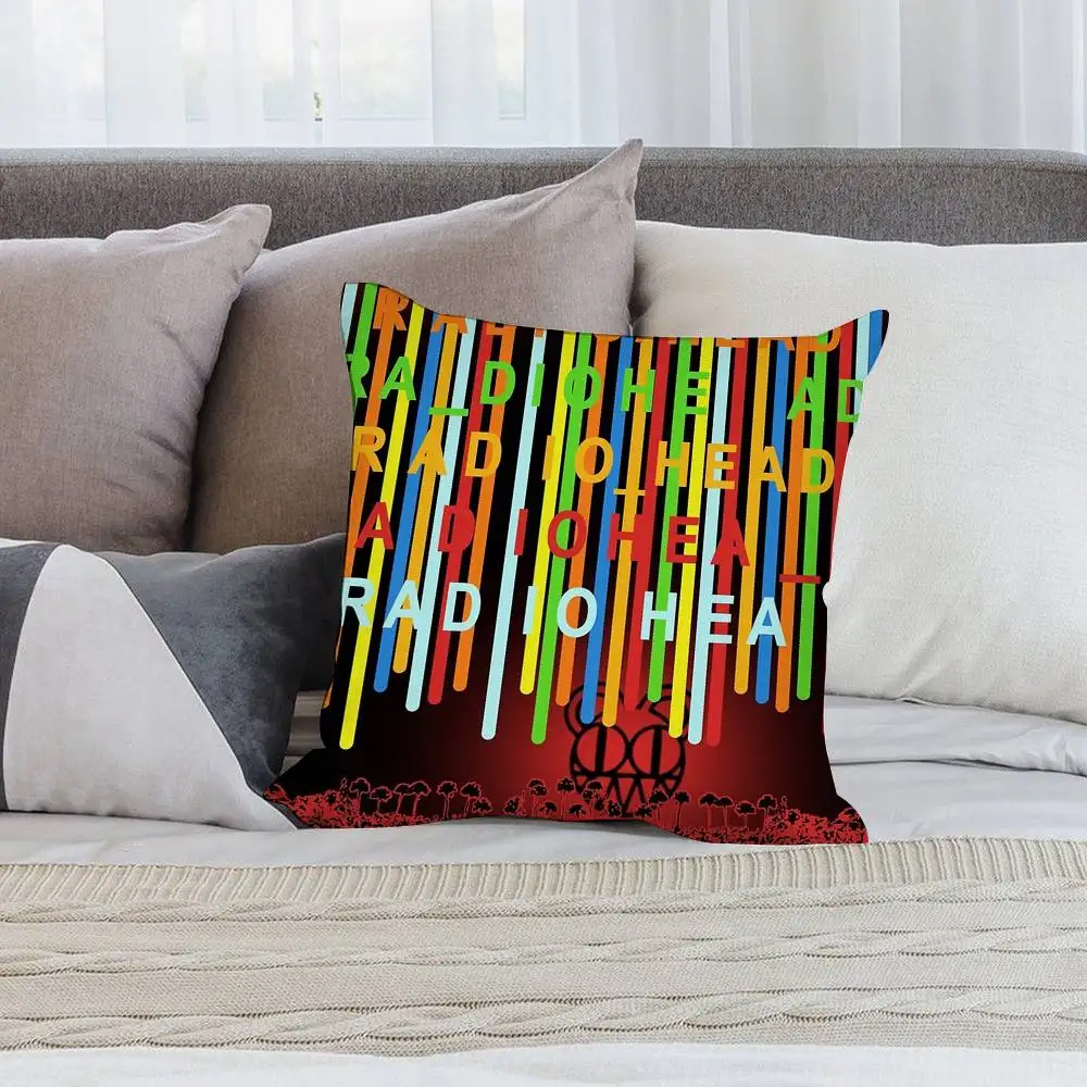 Rock R-Radiohead Band Pillow Case Short plush Double-sided Print Square Throw Pillow Covers Sofa Home Cushion Decor