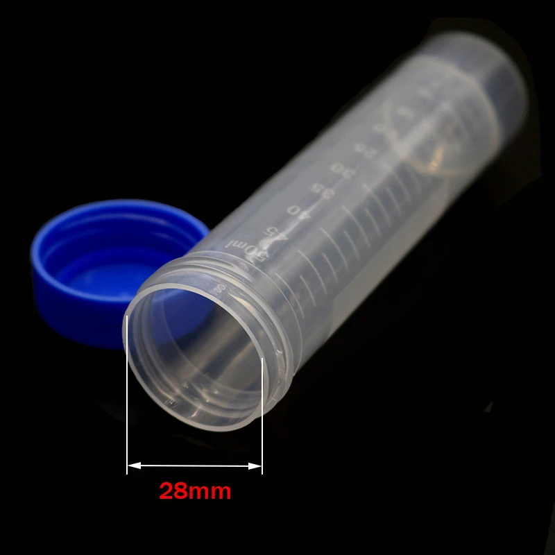 10pcs/pack 50ml Plastic Screw Cap Flat Bottom with Scale Freestanding Centrifuge Tube Equipment for Scientific Experiments