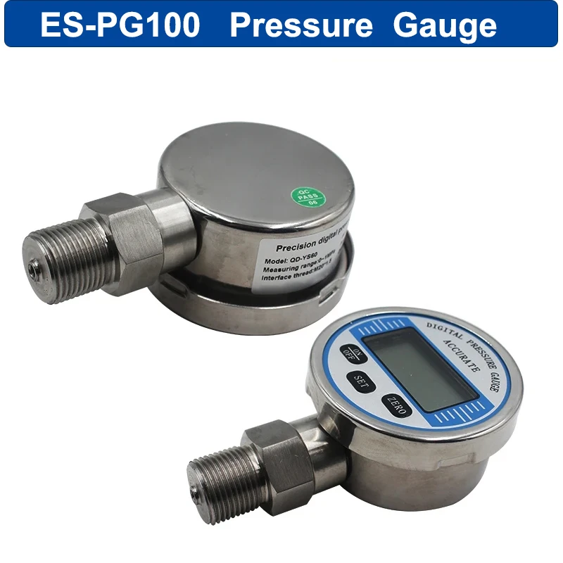 ES-PG100 Pressure Gauge LCD Display 0-100Mpa Manomete Battery-Powered Air Pressure Gauge Psi/Bar/Kpa Water Pressure Sensor